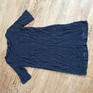 (L) APT.9 Black Crochet Midi Half Sleeve Dress 100% Nylon Shell